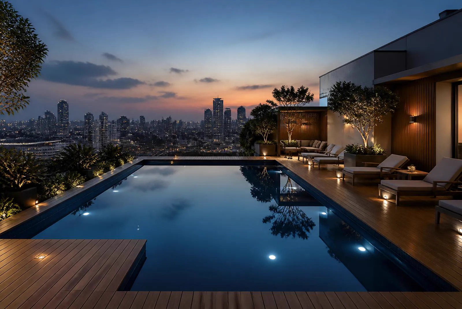 Rooftop infinity pool construction in Mumbai, Maharashtra